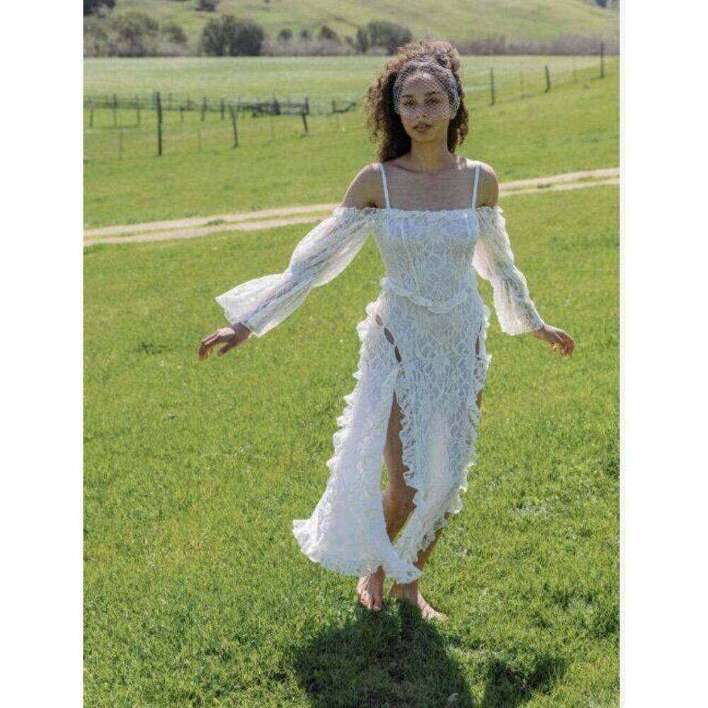 PRAERIE Sz S Small Hayley Lace On or Off Shoulder Dress NWT